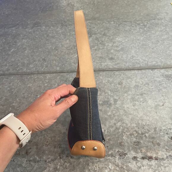 Vintage Mudd Denim Y2K Mini Shoulder Bag Purse Embroidered Handprint Jean 2000s - Picture 6 of 14